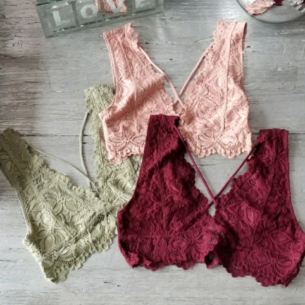 BRALETTE BURGUNDY LACE BRA BRALETTE INTIMA…